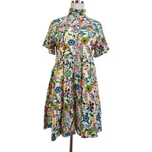 Anthropologie Ro's Garden Vibeka Ruffled Mini Shirt Dress Floral